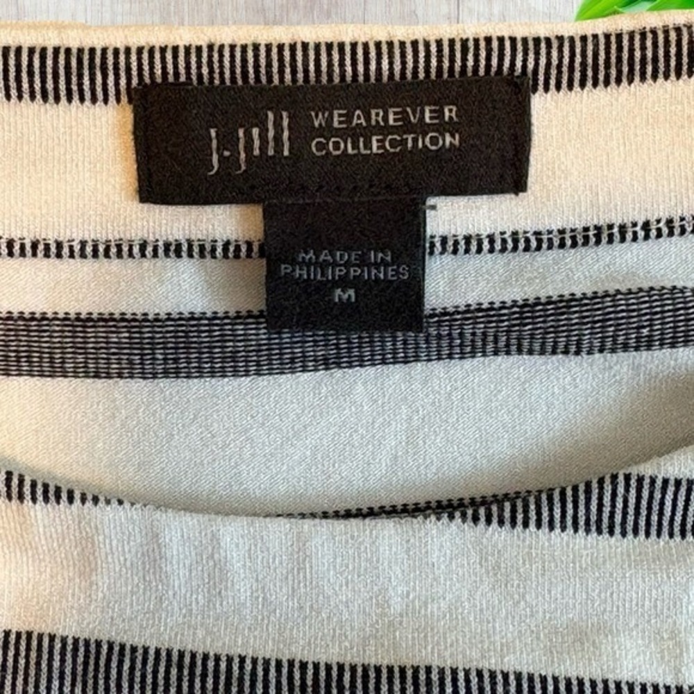 J. Jill Womens Wearever Striped Sleeveless Sheath Dress Size M Black White Knit - Picture 5 of 7
